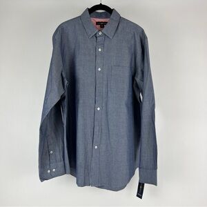 NEW Club Room Blue Casual Button Down Shirt with Classic Fit